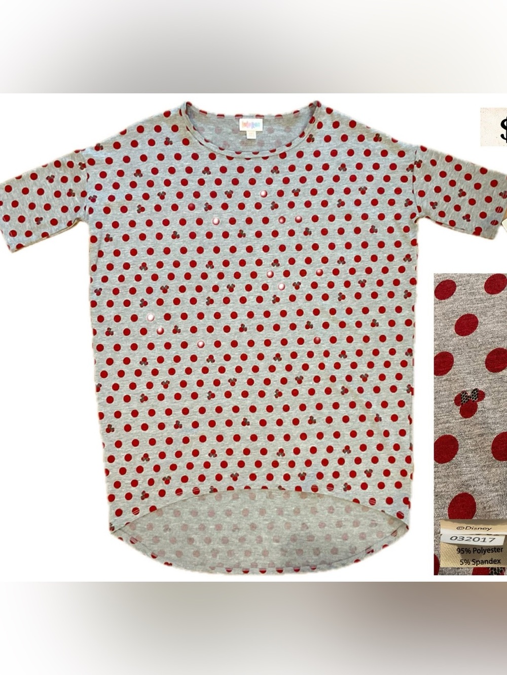 Disney  Minnie Mouse Tee with Red Polka Dots - Lularoe Irma Style